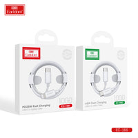 Câble de charge rapide Earldom 60 W USB-C vers USB-C 1000 mm Blanc EC-166C