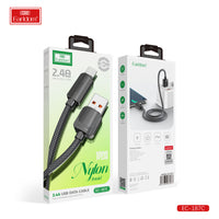 Câble de données USB Earldom 2,4 A, gaine en nylon noir tressé, 1000 mm, EC-187C
