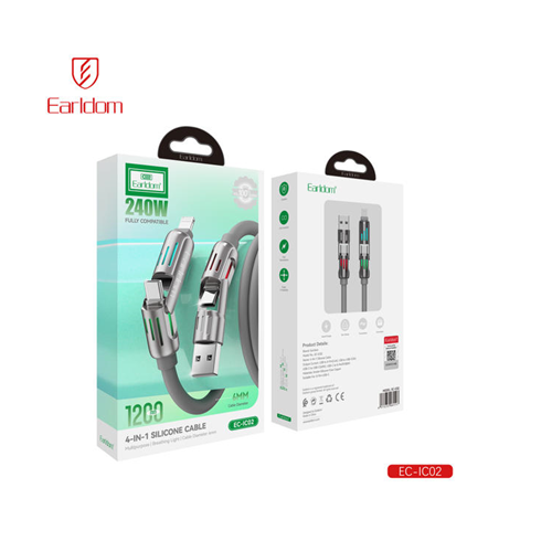 Câble de données multiple 6 en 1 Earldom 60 W Noir IC03