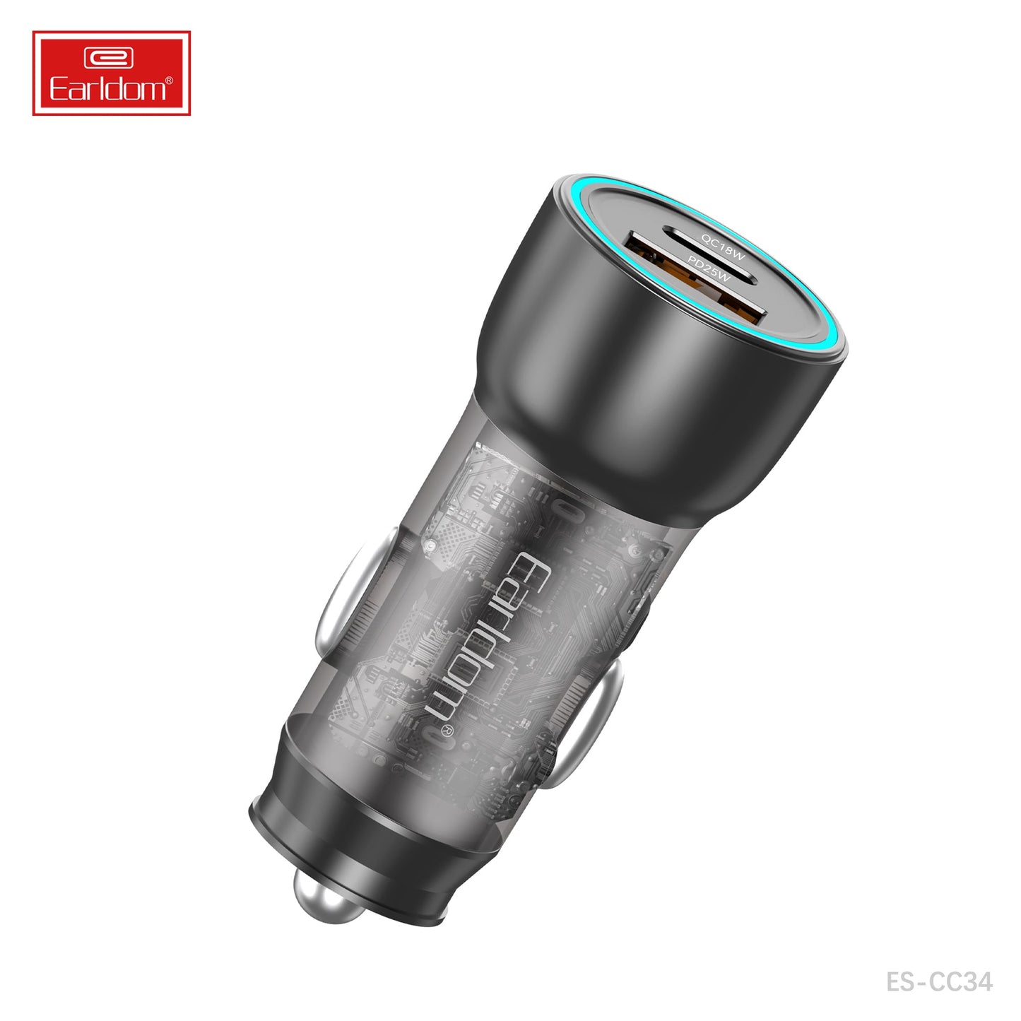 Earldom ES-CC34 Dual Port Car Charger Black