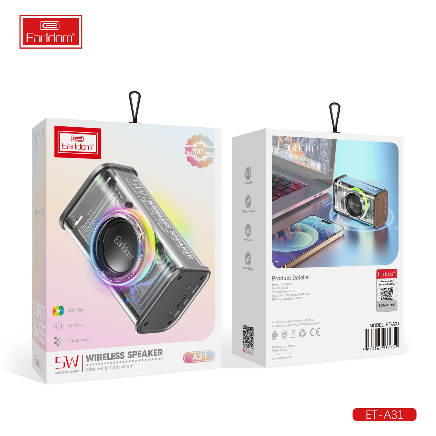 Enceinte sans fil Earldom 5W Blanc Rose A31