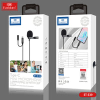 Microphone miniature Earldom 3,5 mm femelle avec clip noir E39