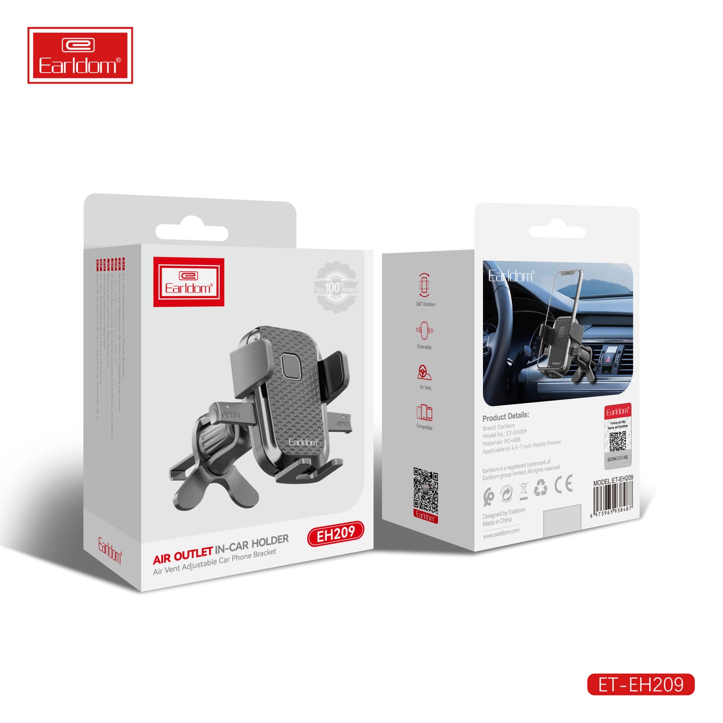 Support de ventilation Earldom pour voiture, noir EH209