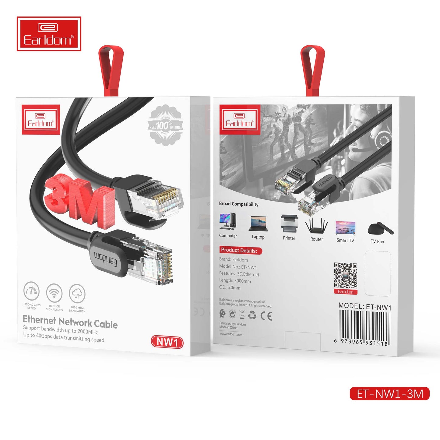 Câble réseau Ethernet Earldom 3M Noir NW1