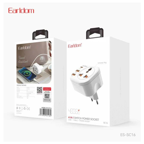 Earldom 4-in-1 Switch Power Socket ES-SC16 EU Plug