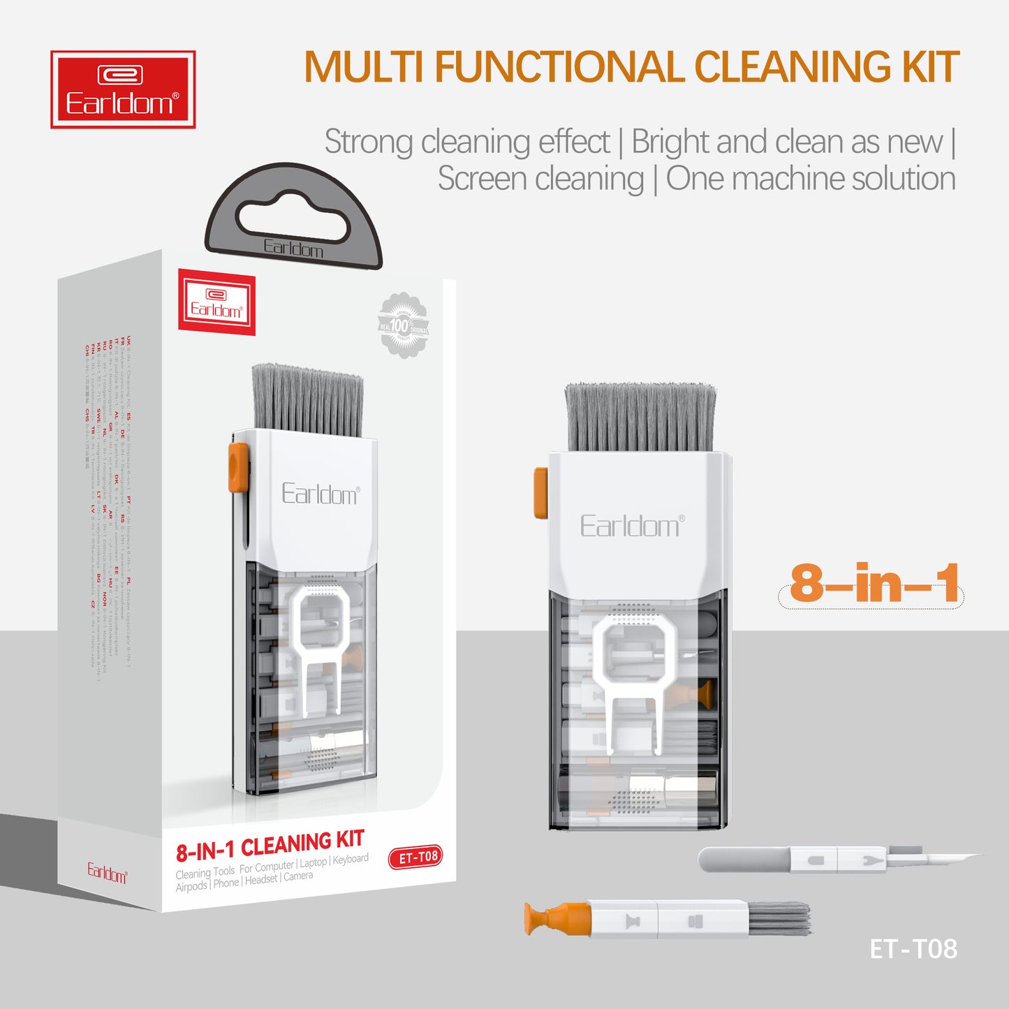 Kit de nettoyage Earldom 8 en 1 Blanc ET-08