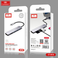 Adaptateur multifonction Earldom 4K HD USB-C Gris W18
