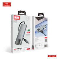 Earldom Hub USB-C 5 en 1, double station de répartition, câble HDMI et NW, gris W27