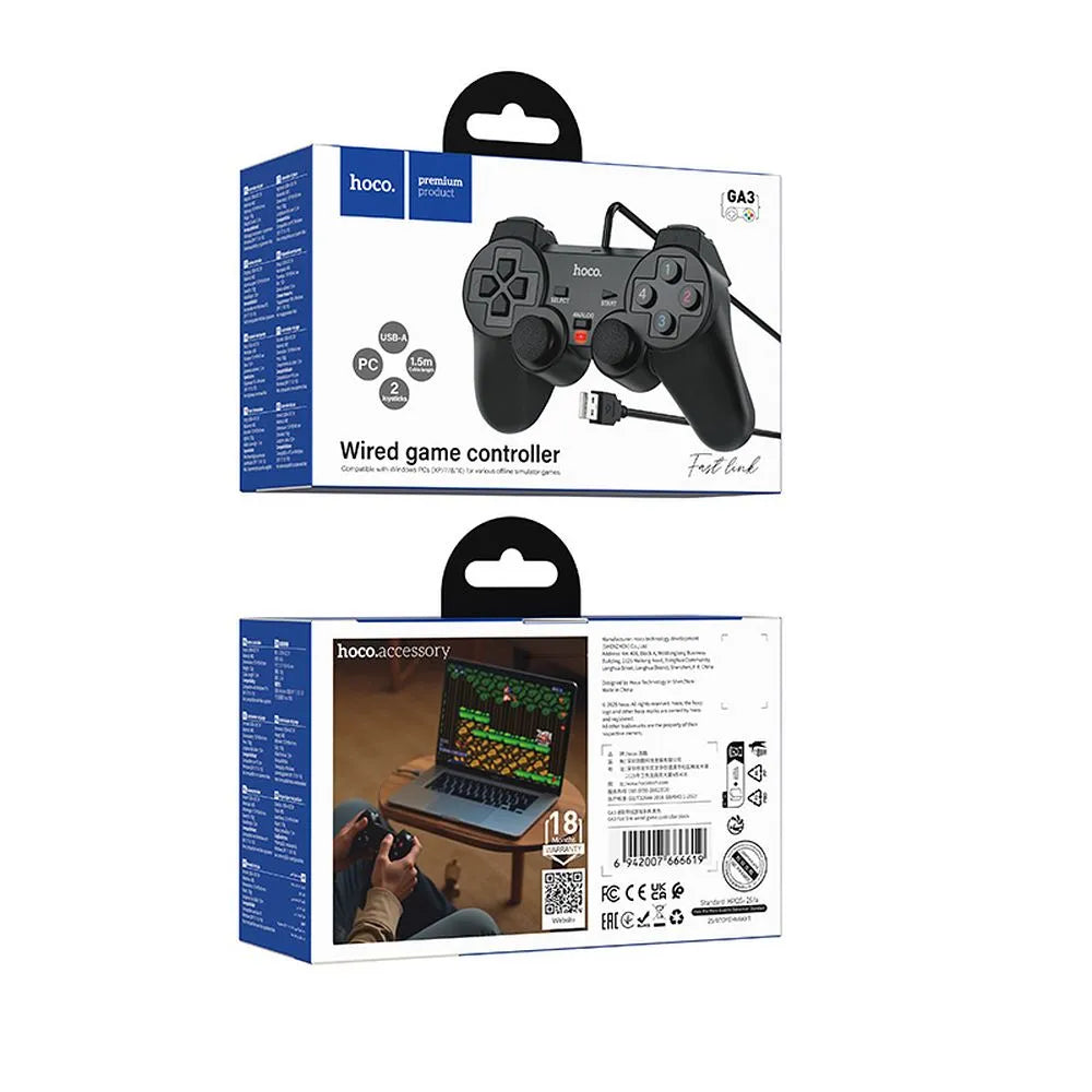 Hoco GA3 Fast link wired game controller - Black