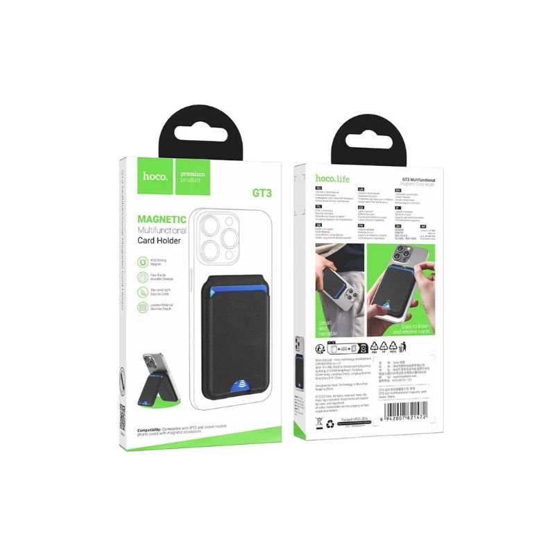 Hoco GT3 Idol multifunctional magnetic card holder - black
