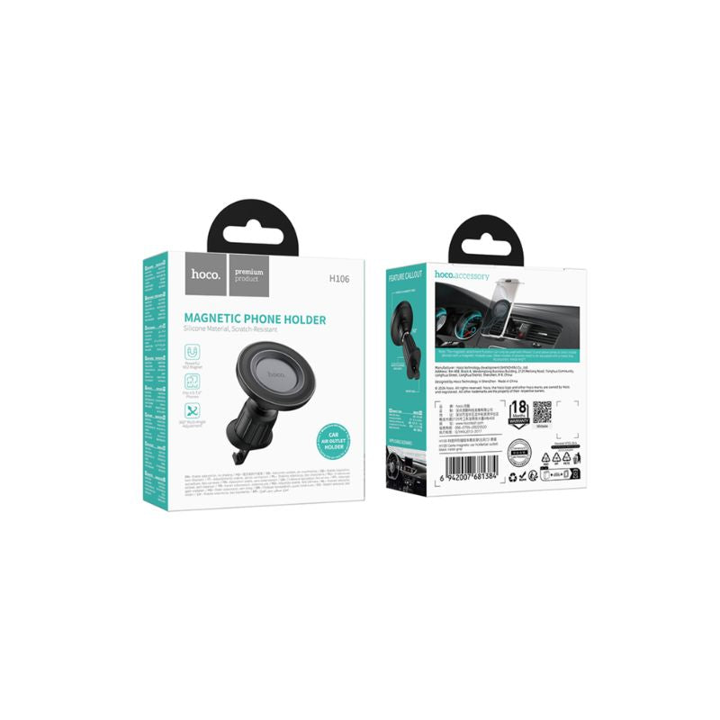 Hoco H106 Carte magnetic car holder(air outlet) - black metal grey
