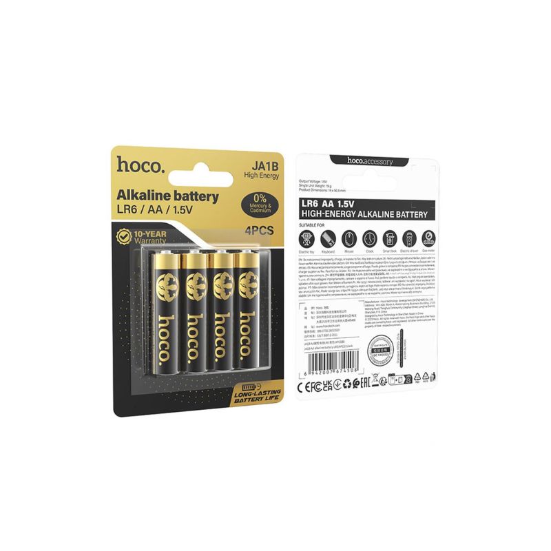 Hoco JA1B AA alkaline battery LR6(4PCS) - black