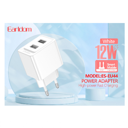 Earldom 12W 2USB Power Adapter Travel Charger ES-EU44