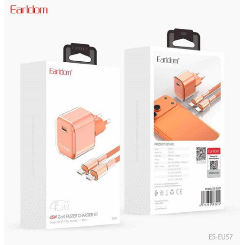 Earldom 45W GaN Faster Charger Kit With Type-C Cable Orange ES-EU57 C-C