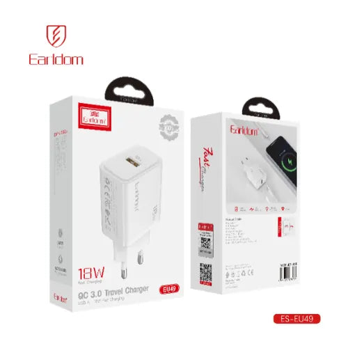 Earldom 18W Fast Charging Travel Charger Without cable White EU-49