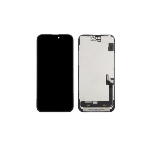 Smartphone LCD display and digitizer replacement part on white background for GSM phone repair