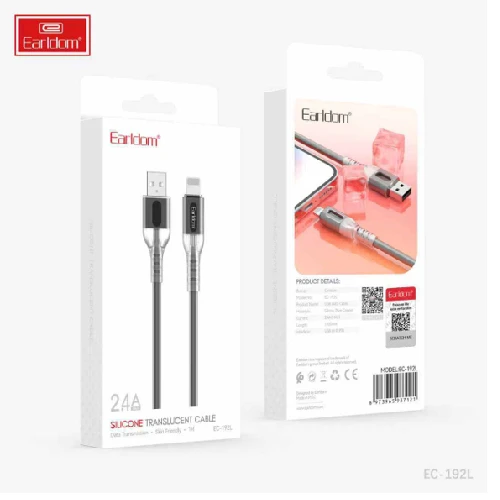 Earldom Silicone Translucent Cable EC-192L (lightning) 1 METER