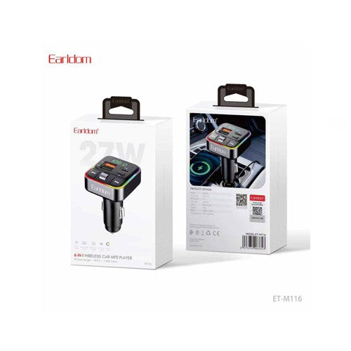 Earldom 6-in-1 Wireless Car Mp3 Player Black ET-M116