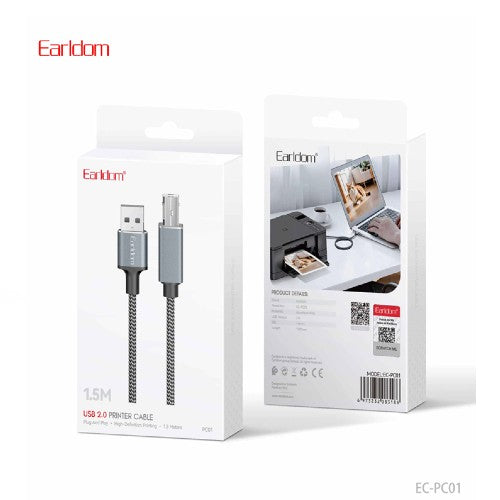 Earldom 1.5M USB 2.0 Printer Cable Silver EC-PC01