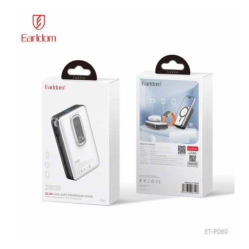 Earldom 3in1 Magsafe with phone stand Power Bank Stand White ET-PD60